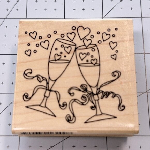 Hampton Art Other - Champagne Celebration Rubber Stamp Wedding Toast Hearts Love Party PS0963 Craft